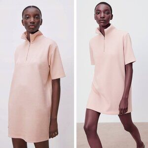 Zara Ribbed Mini Dress with Quarter Zip Blush Pink